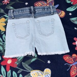 Light Blue Denim Shorts with Frayed Hem